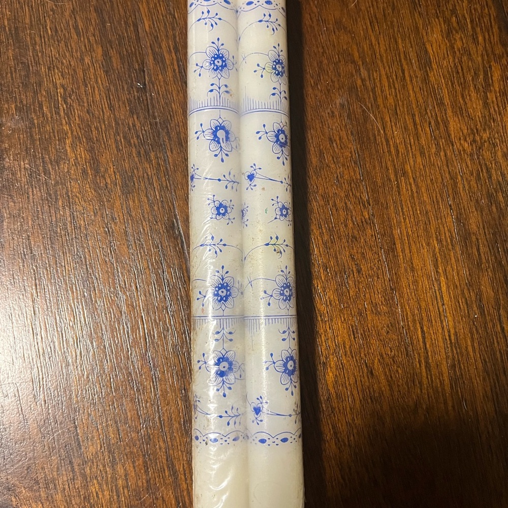 Blue Floral Patterned Candles Denmark vintage new
